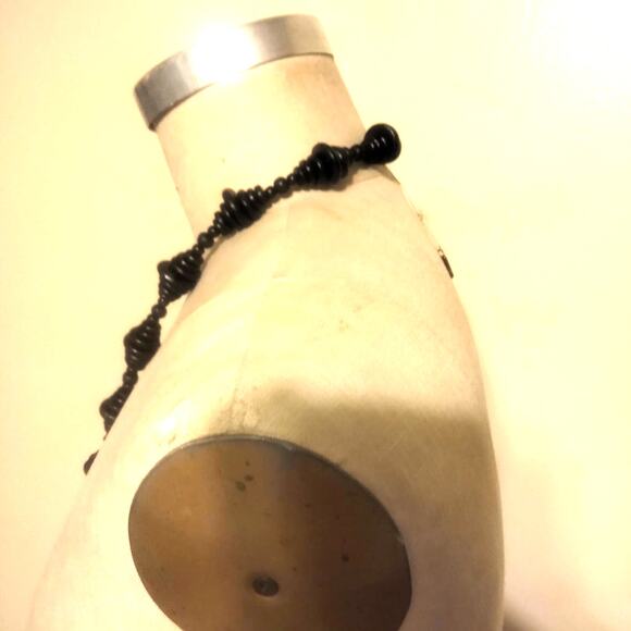 Iris Apfel & Bajalia Black Wood Disk Tassel & Arrowhead Statement Necklace - Picture 9 of 10